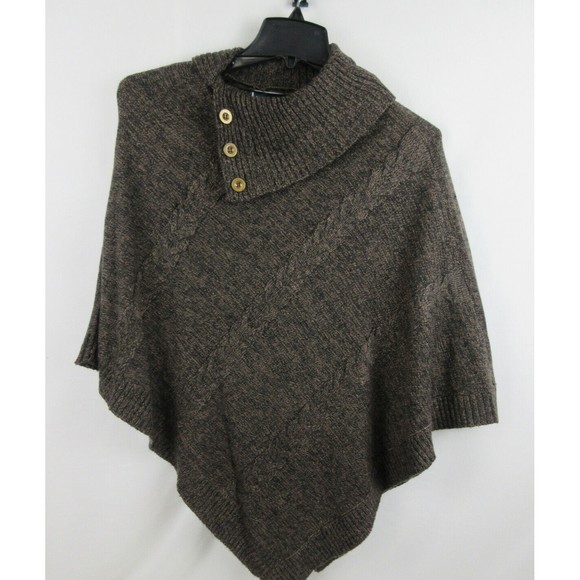 Karen Scott Sweater Womens L/XL Brown Acrylic Knit Cape Poncho Split Neck - Picture 2 of 4